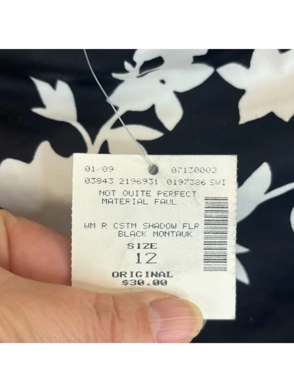 Lands End Womens Size 12 Floral Bikini Swim Suit Bottom Black White NWT